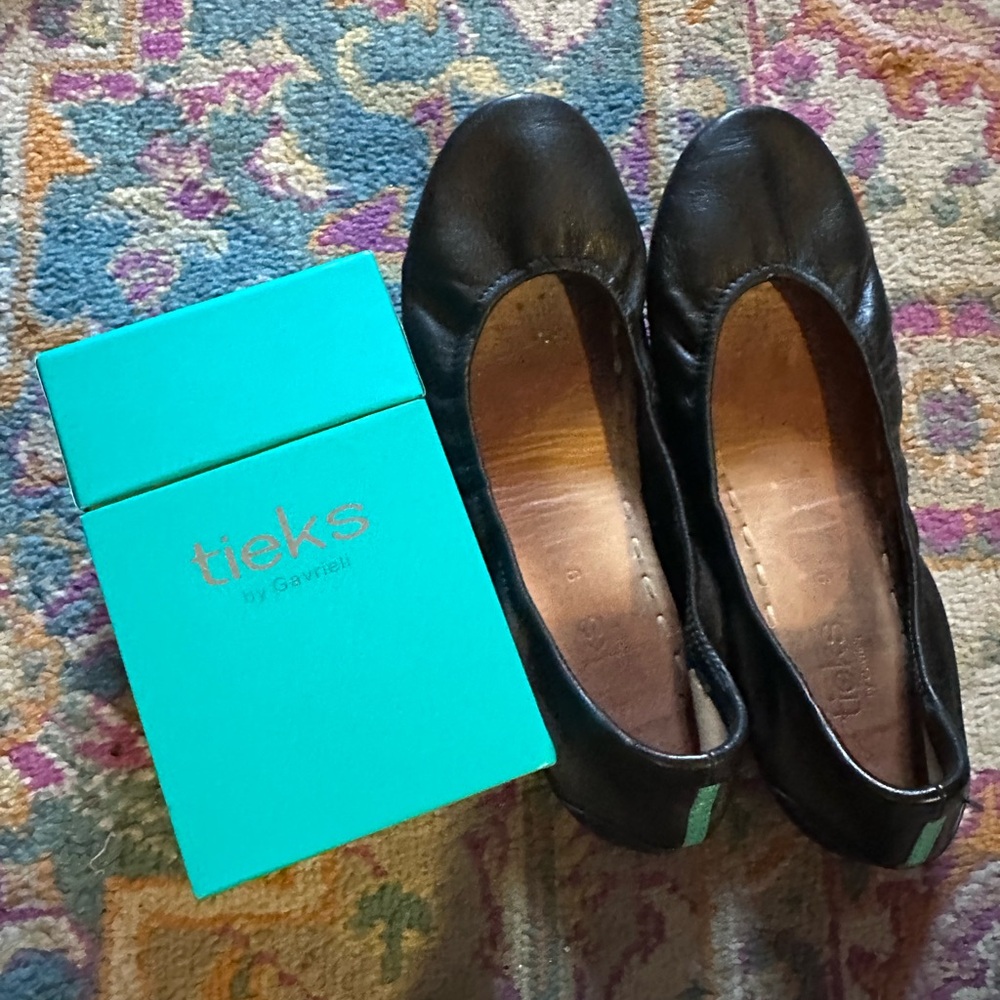 Tieks Black Leather Ballet Flats